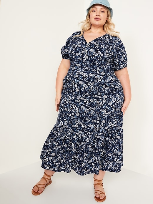 Image number 7 showing, Floral-Print Puff-Sleeve All-Day Maxi Swing Dress
