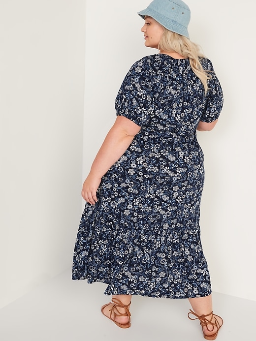 Image number 8 showing, Floral-Print Puff-Sleeve All-Day Maxi Swing Dress