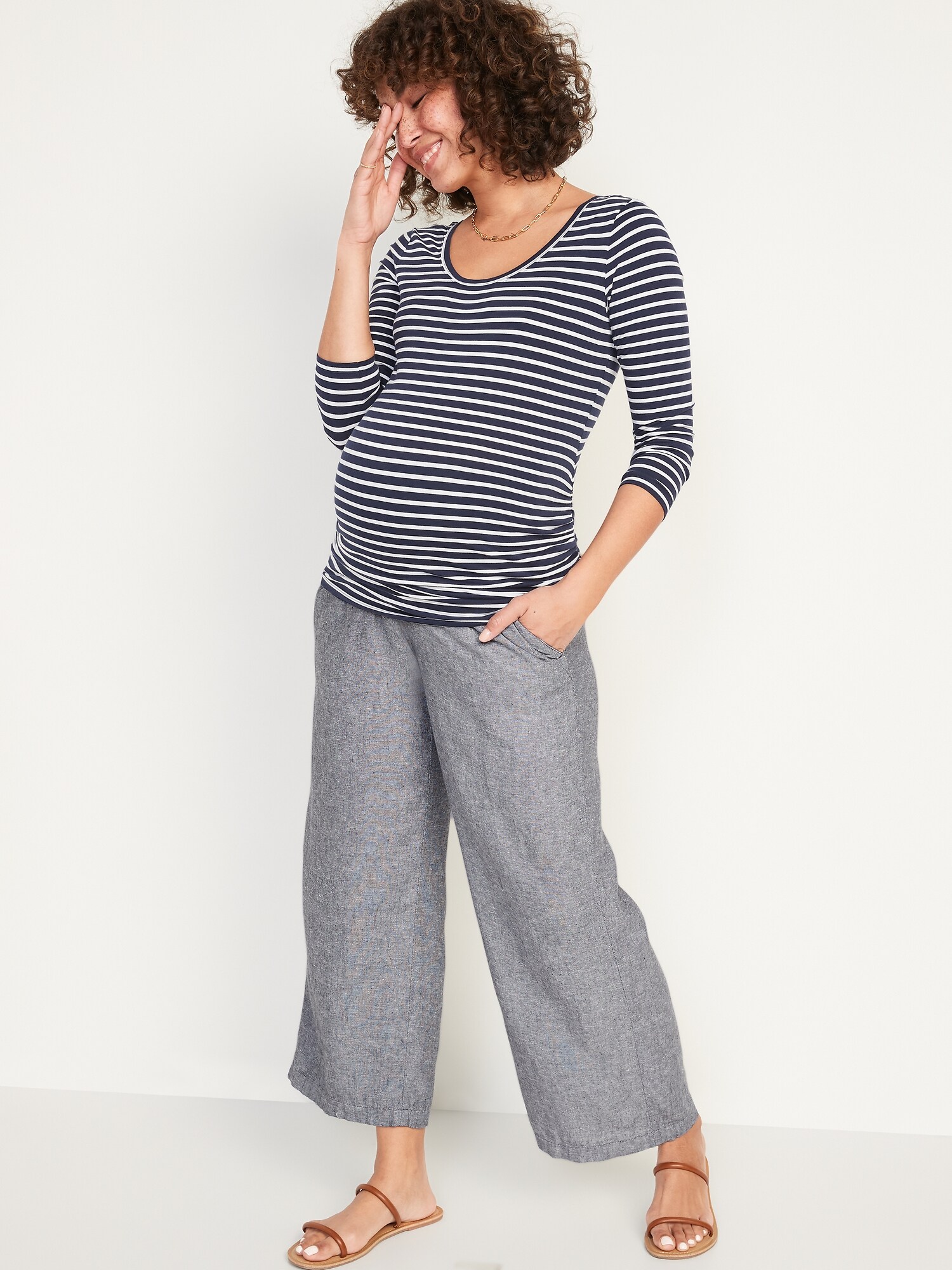 Old Navy Maternity Rollover-Waist Linen-Blend Wide-Leg Pants, 26 Chic Yet  Comfy Old Navy Maternity Pieces to Carry You Through Your Whole Pregnancy