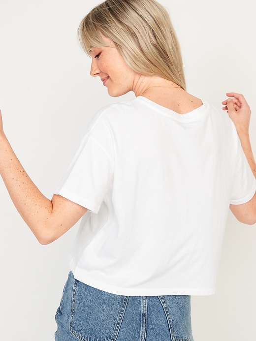 Image number 6 showing, Loose Short-Sleeve Crop T-Shirt for Women