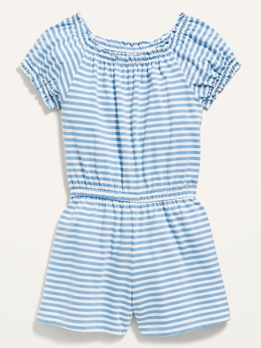 Old Navy Printed Puff-Sleeve Jersey Romper for Girls. 1