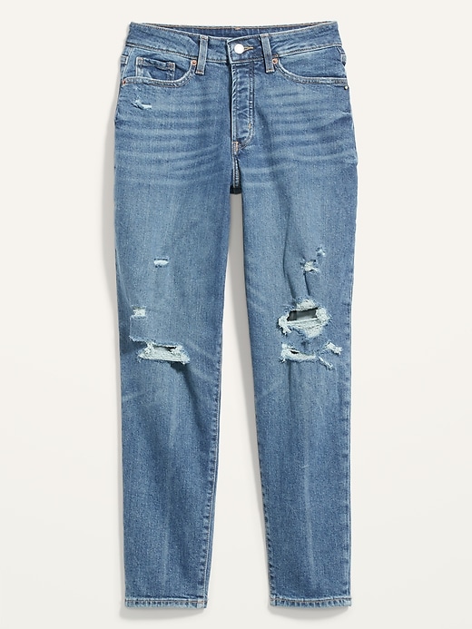 Image number 4 showing, Curvy High-Waisted OG Straight Button-Fly Distressed Ankle Jeans for Women