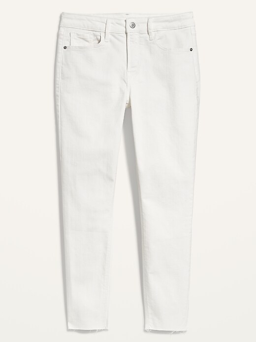 Image number 4 showing, High-Waisted Rockstar Super Skinny White Cut-Off Jeans for Women