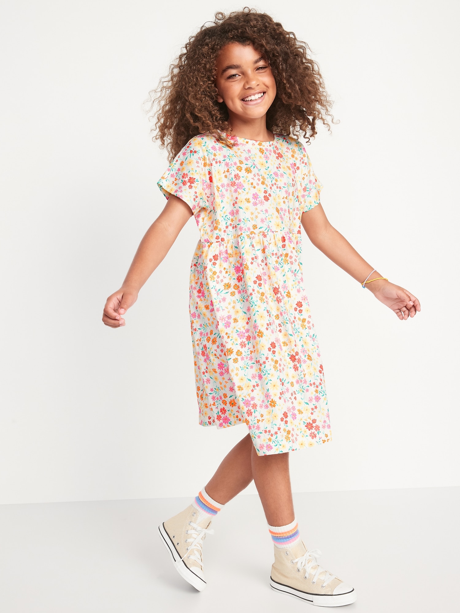 Short-Sleeve Printed Swing Jersey-Knit Dress for Girls | Old Navy