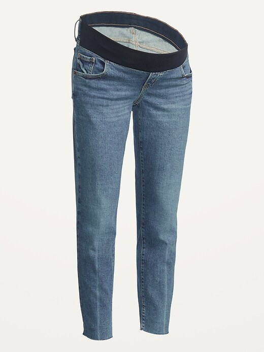 Image number 4 showing, Maternity Front Low Panel O.G. Straight Cut-Off Ankle Jeans