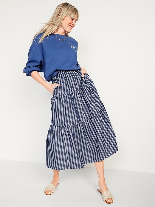 Image number 3 showing, Tiered Striped Maxi Skirt for Women