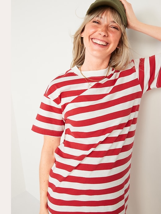 Image number 3 showing, Vintage Striped T-Shirt Midi Shift Dress