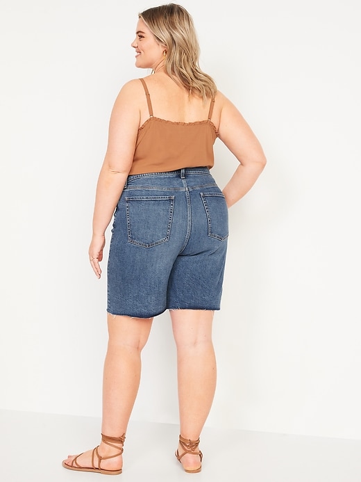 Image number 6 showing, Extra High-Waisted Sky-Hi Button-Fly Cut-Off Jean Shorts-- 7-inch inseam