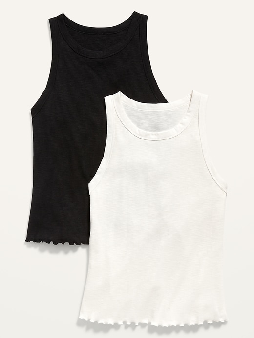 Image number 4 showing, Fitted Lettuce-Edge Rib-Knit Tank Top 2-Pack for Women