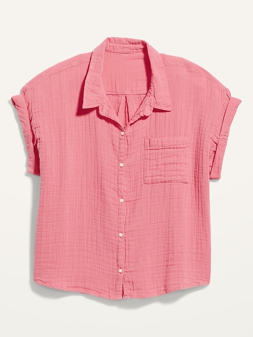 Image number 3 showing, Short-Sleeve Crinkled Button-Down Shirt