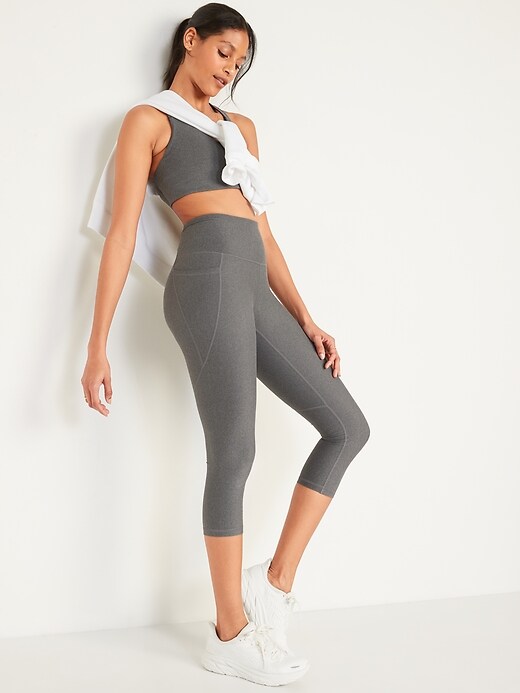 Image number 3 showing, High-Waisted PowerSoft Side-Pocket Crop Leggings for Women