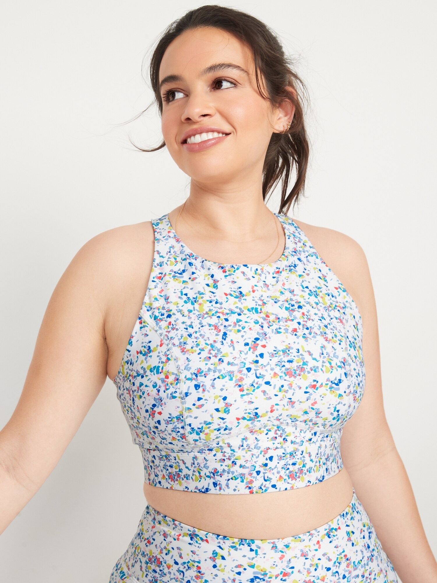 MediumSupport PowerSoft Pocket Racerback Sports Bra for Women XSXXL