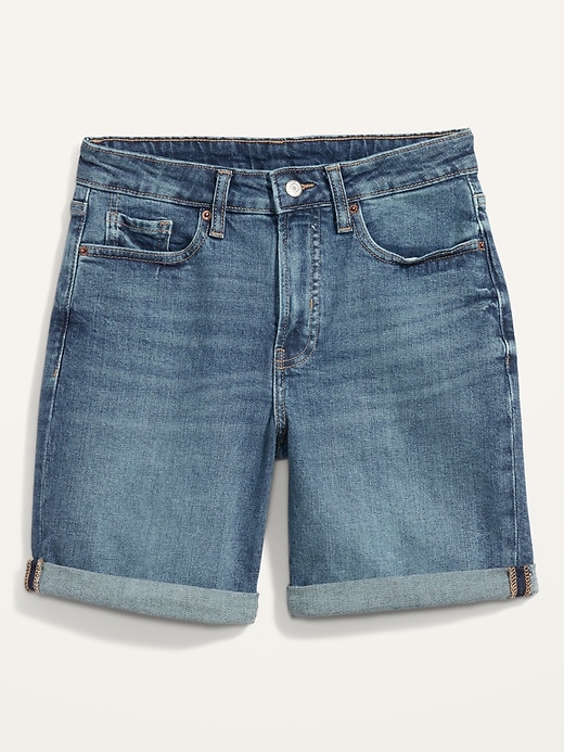 Image number 4 showing, High-Waisted OG Straight Jean Shorts -- 7-inch inseam