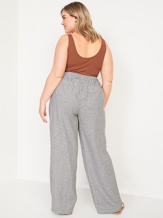 Image number 8 showing, High-Waisted Striped Linen-Blend Wide-Leg Pants