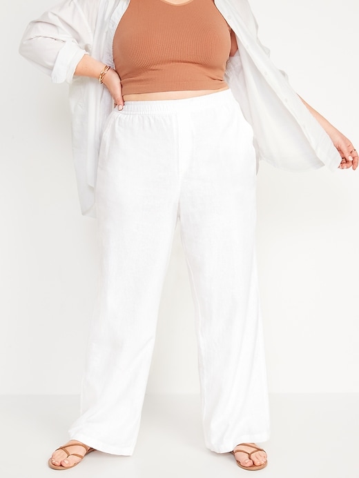 Image number 7 showing, High-Waisted Wide-Leg Linen-Blend Pants for Women