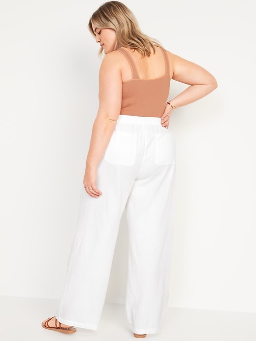 Image number 8 showing, High-Waisted Wide-Leg Linen-Blend Pants for Women