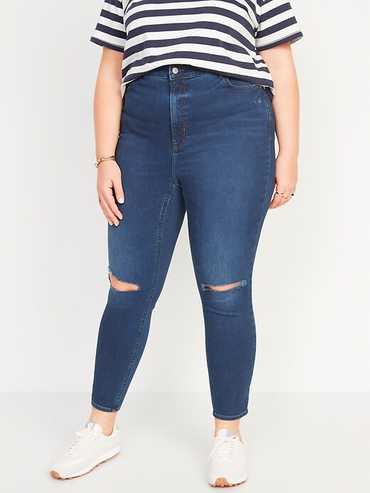 Image number 7 showing, FitsYou 3-Sizes-in-1 Extra High-Waisted Rockstar Super-Skinny Ripped Jeans for Women