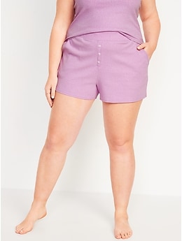 High-Waisted Rib-Knit Pajama Shorts for Women - 3-inch inseam
