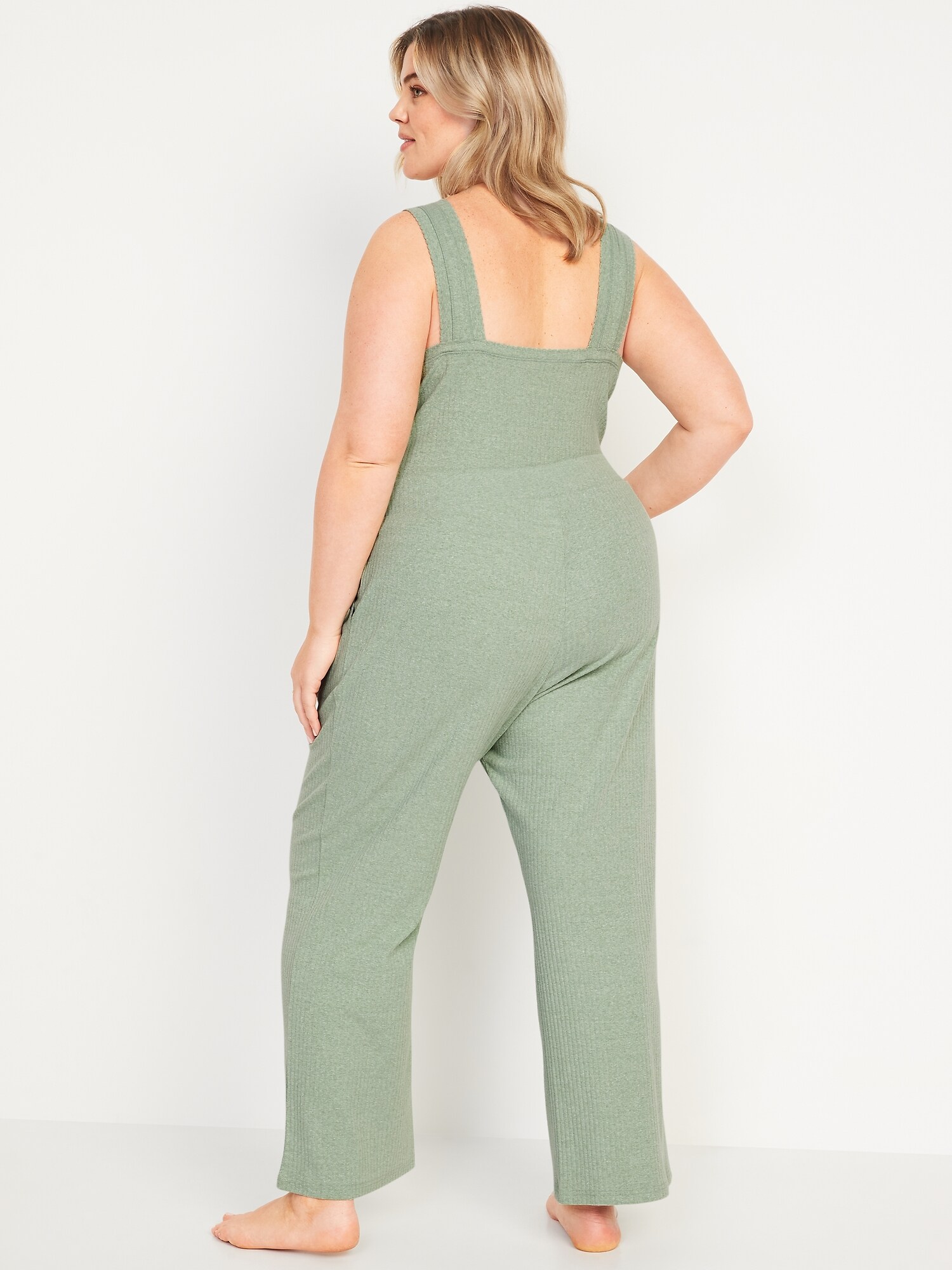 High-Waisted Rib-Knit Wide-Leg Lounge Pants