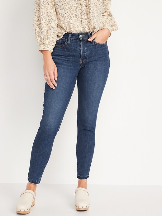 Curvy High-Waisted Button-Fly O.G. Straight Cut-Off Jeans for Women ...