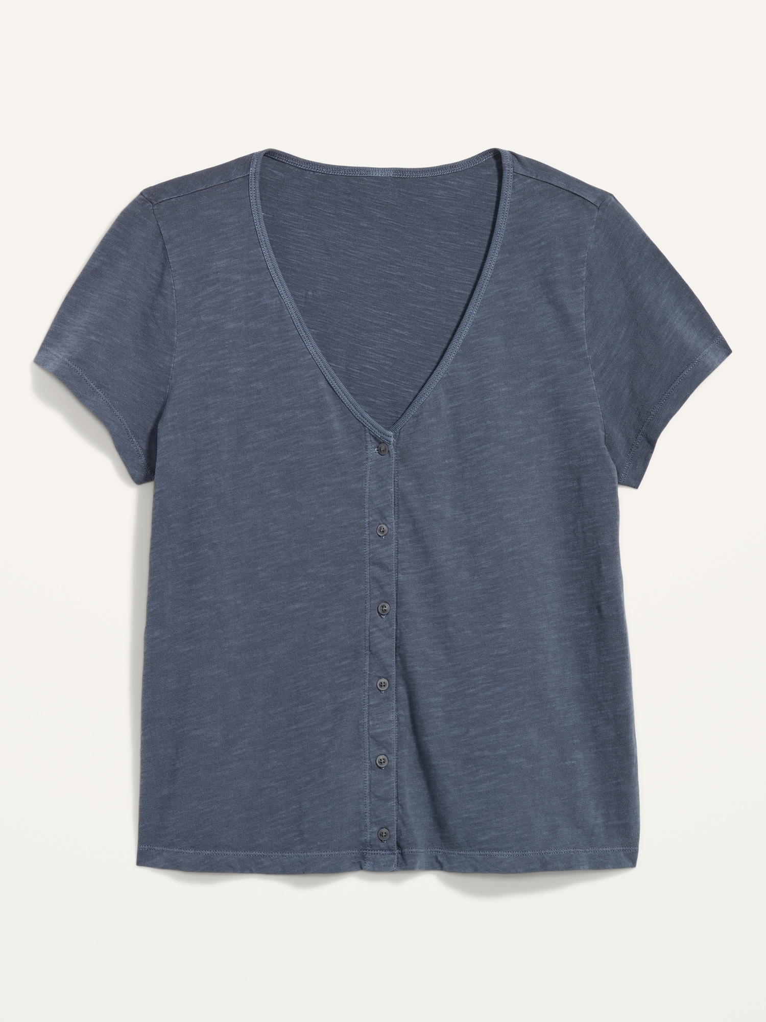 Slub-Knit V-Neck Button-Front Top for Women | Old Navy