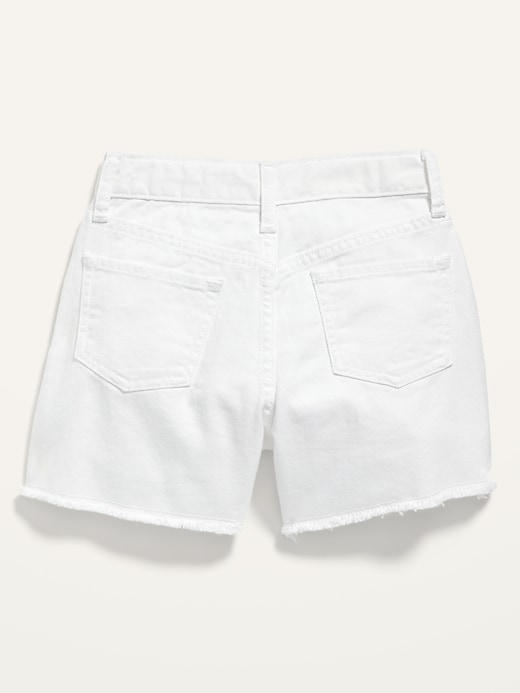 View large product image 2 of 2. High-Waisted Frayed-Hem Twill Shorts for Girls
