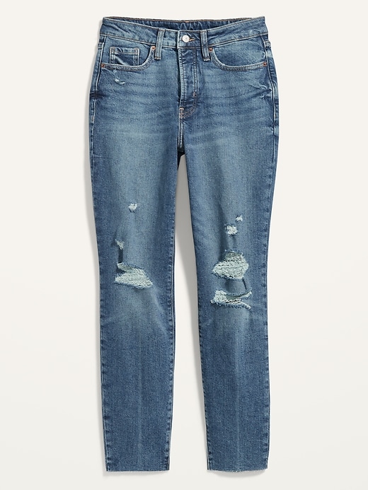 Image number 4 showing, High-Waisted Button-Fly O.G. Straight Ripped Ankle Jeans for Women
