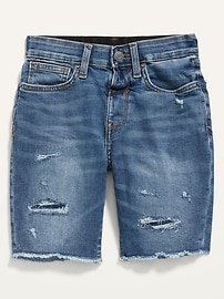 View large product image 3 of 4. Slim 360° Stretch Ripped Cut-Off Jean Shorts for Boys