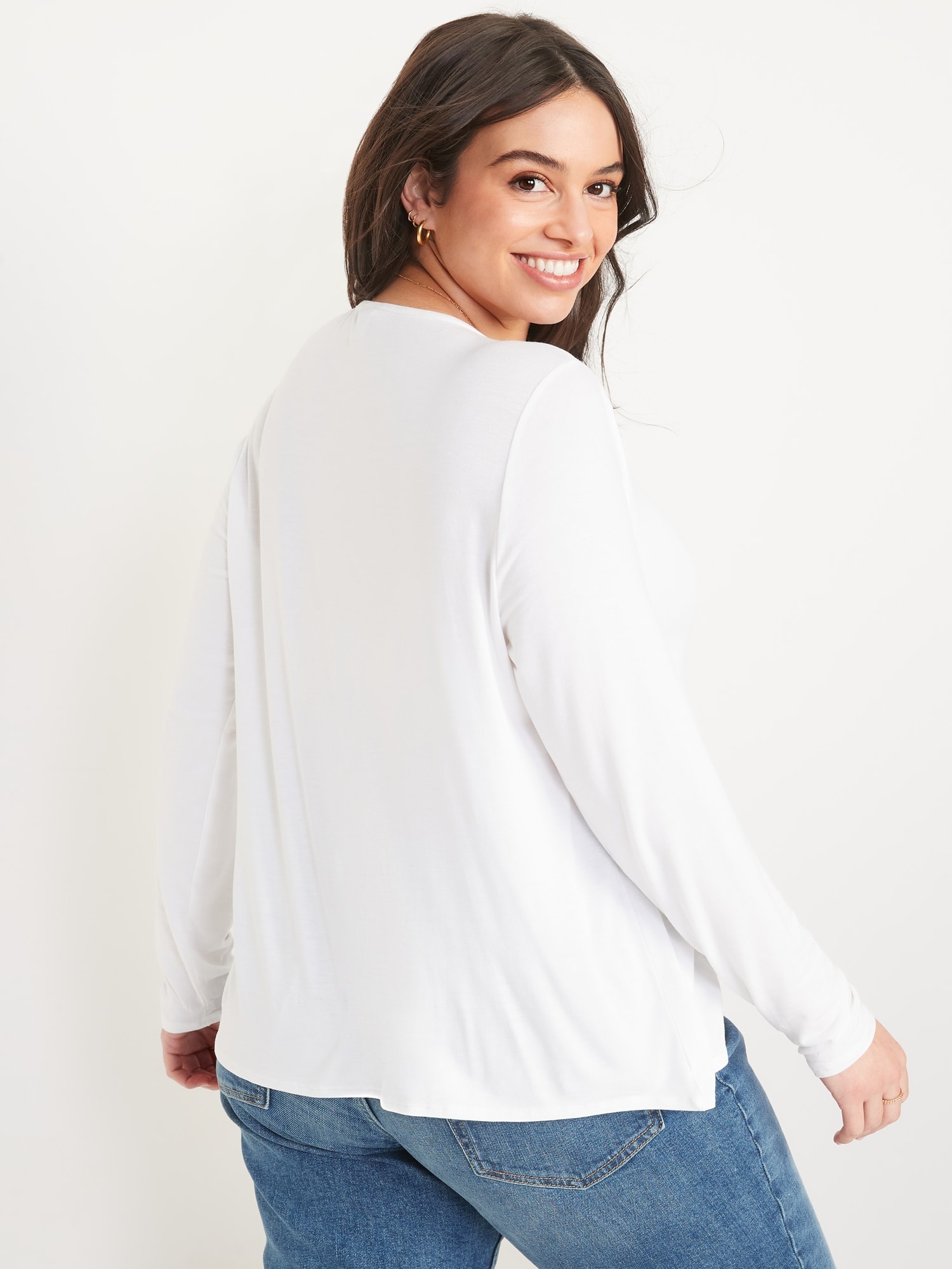 Luxe Crew-Neck Long-Sleeve T-Shirt for Women | Old Navy