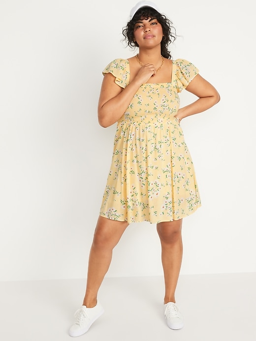 Old Navy Fit & Flare Flutter-Sleeve Smocked Mini Dress for Women. 1 Old Navy Fit & Flare Flutter-Sleeve Smocked Mini Dress for Women. 1