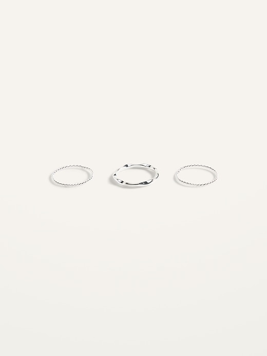 Old Navy Silver-Toned Rings Variety 3-Pack for Women. 1