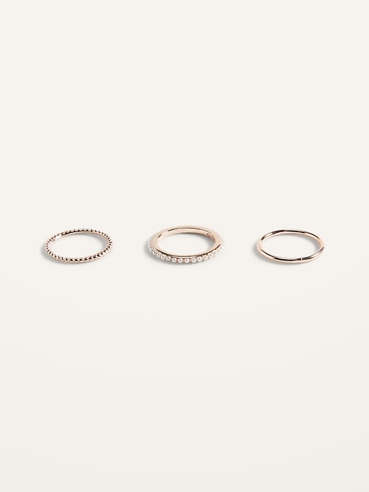 View large product image 2 of 2. Rose Gold-Toned Rings Variety 3-Pack for Women