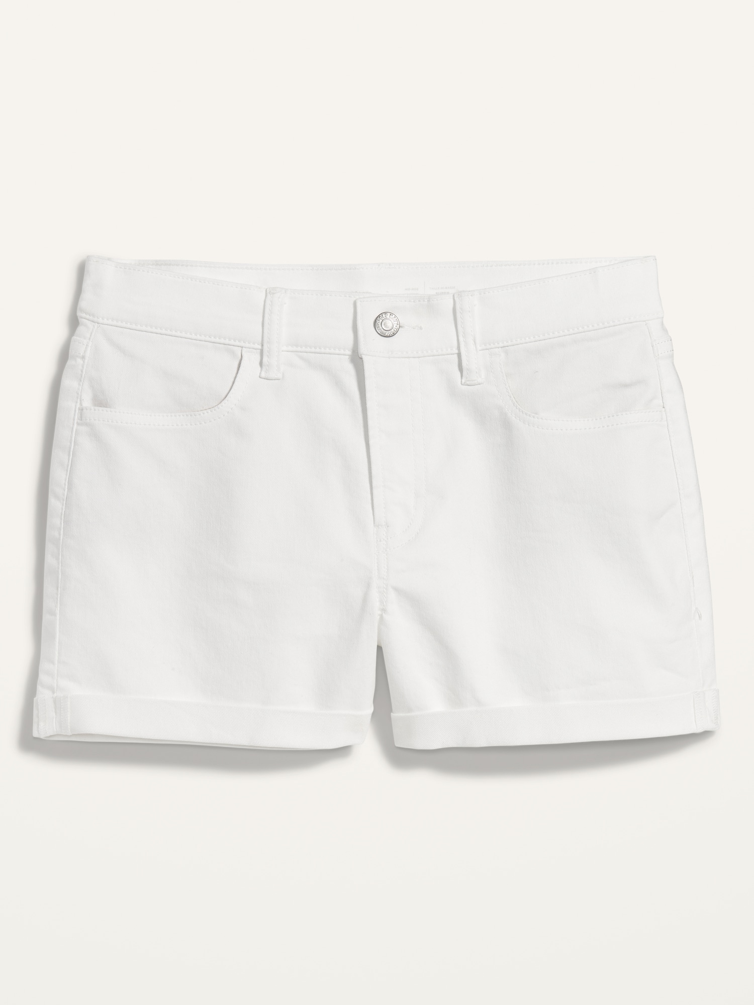 Mid-Rise Wow White Jean Shorts for Women -- 3-inch inseam