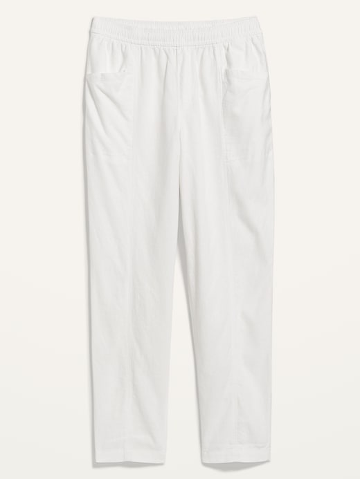 Image number 4 showing, High-Waisted Cropped Linen-Blend Straight-Leg Pants for Women