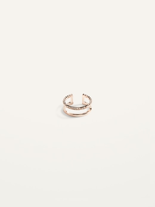 View large product image 2 of 2. Rose Gold-Toned Double-Row Pavé Ring for Women
