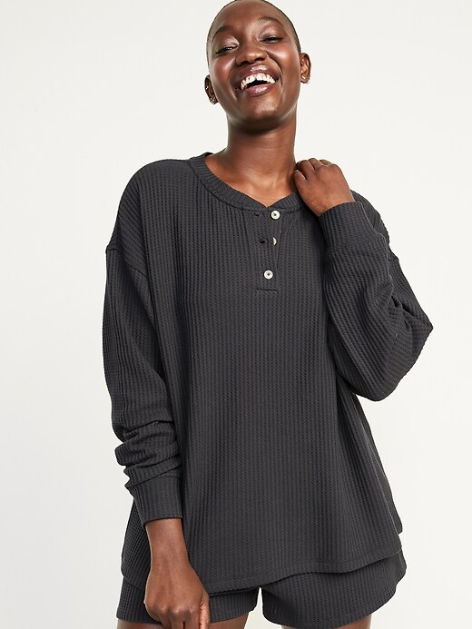 Old Navy Thermal Henley Pajama Tunic Top for Women