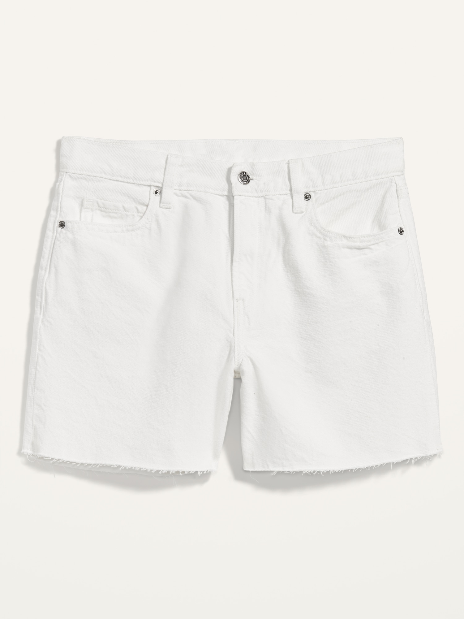 High-Waisted Slouchy Straight White Cut-Off Non-Stretch Jean Shorts for ...