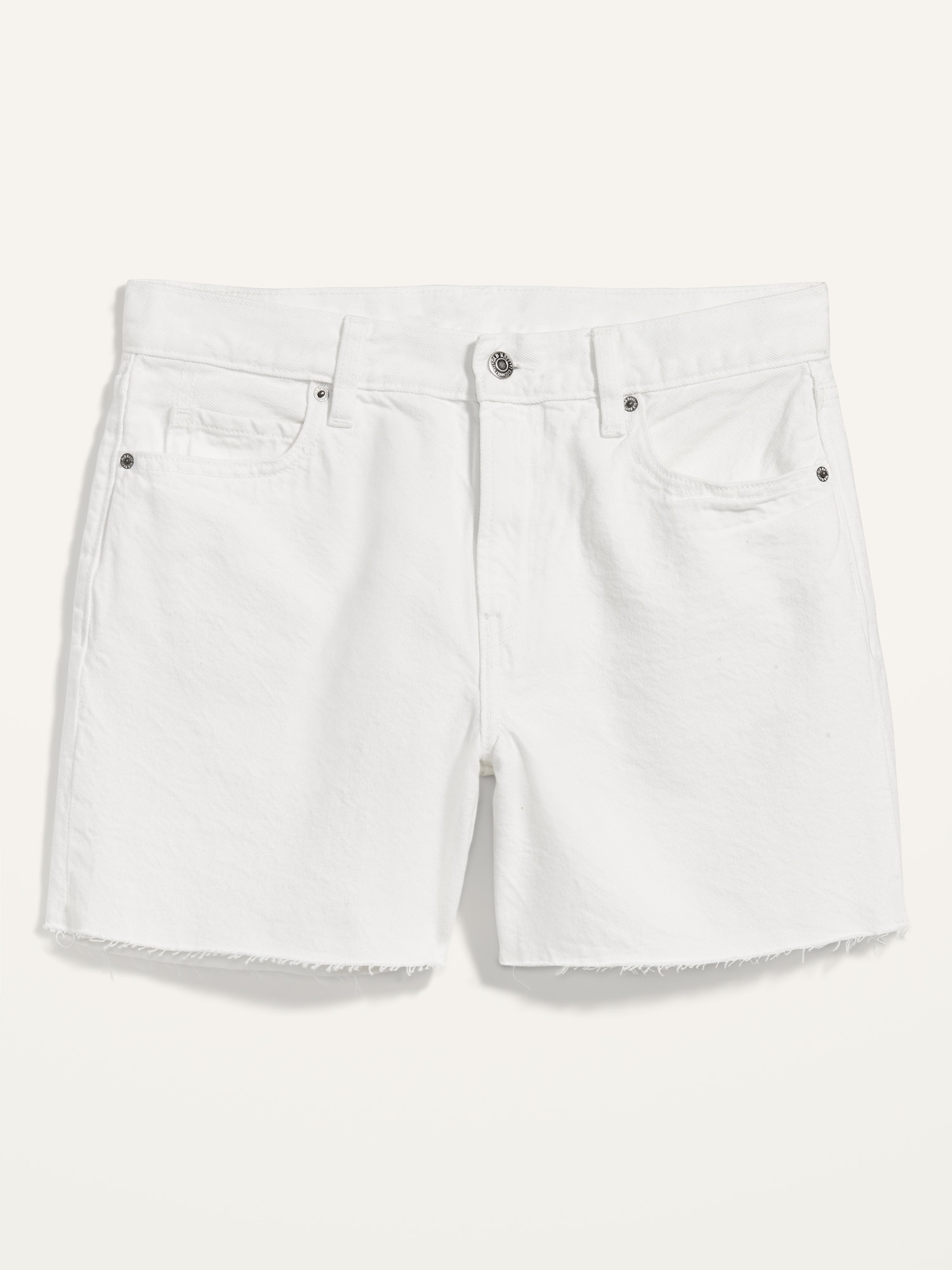 HighWaisted Slouchy Straight White CutOff NonStretch Jean Shorts for