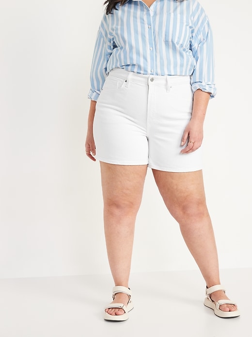 Image number 7 showing, High-Waisted OG Straight White Cuffed Jean Shorts for Women -- 3-inch inseam