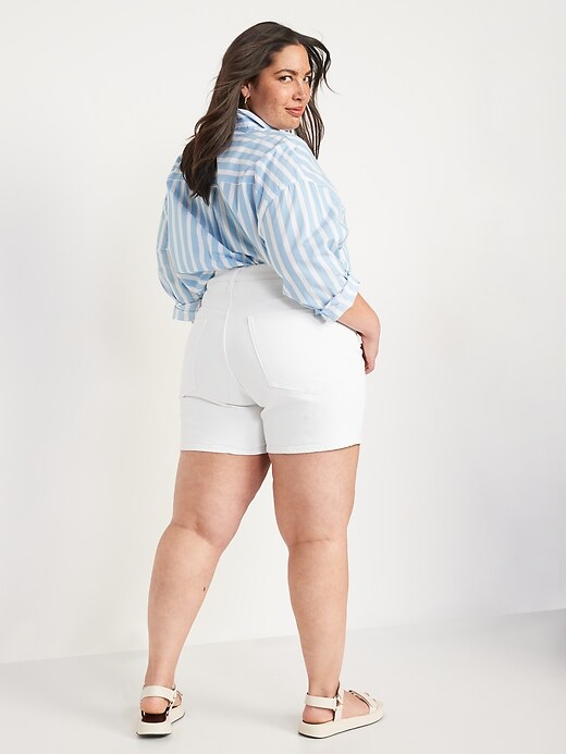 Image number 8 showing, High-Waisted OG Straight White Cuffed Jean Shorts for Women -- 3-inch inseam