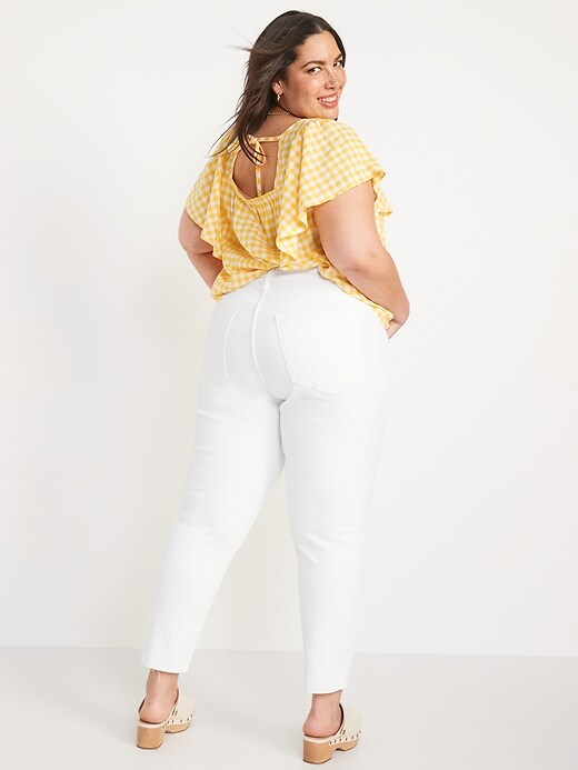 Image number 8 showing, High-Waisted Rockstar Super Skinny White Cut-Off Jeans for Women