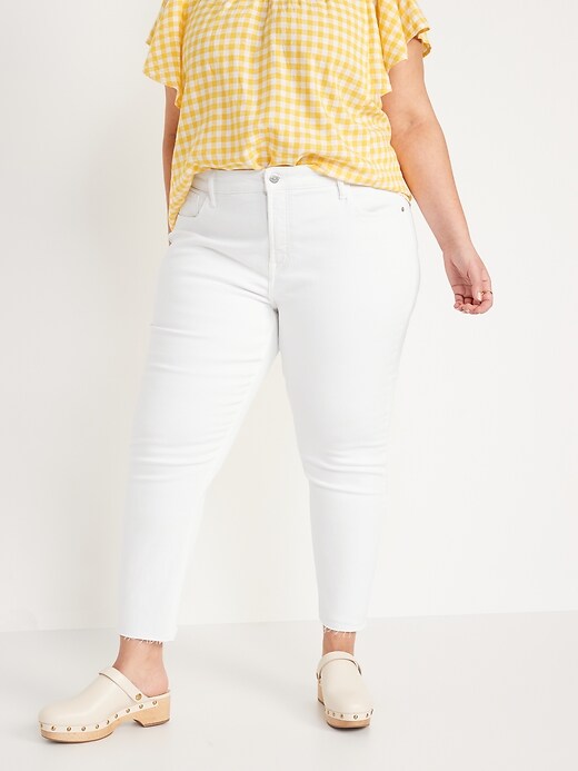 Image number 7 showing, High-Waisted Rockstar Super Skinny White Cut-Off Jeans for Women