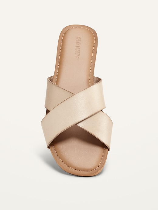 Image number 3 showing, Faux-Leather Cross-Strap Sandals