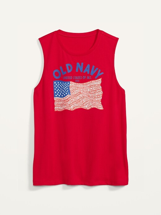 Image number 4 showing, 2022 "United States of All" Flag Graphic Sleeveless T-Shirt for Women