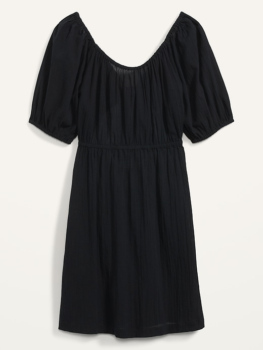 Image number 3 showing, Puff-Sleeve Tie-Back Cut-Out Mini Swing Dress