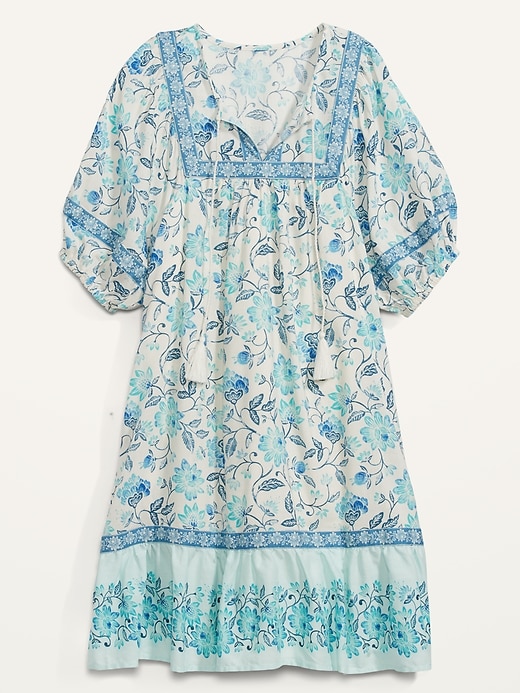 Image number 4 showing, Puff-Sleeve Printed Mini Swing Dress for Women