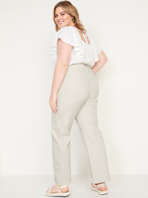 Image number 8 showing, Extra High-Waisted Wide-Leg Ecru Jeans