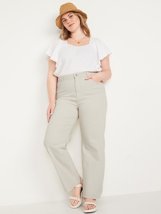 Image number 3 showing, Extra High-Waisted Wide-Leg Ecru Jeans for Women