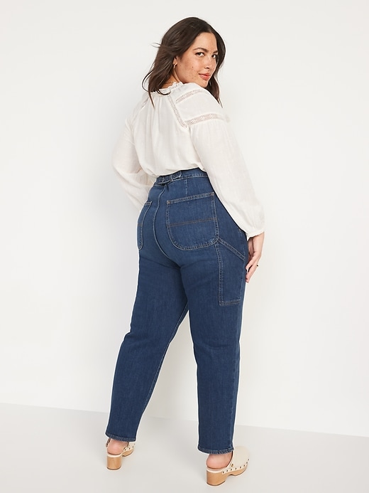 Extra High-Waisted Sky-Hi Straight Cropped Workwear Jeans for Women ...