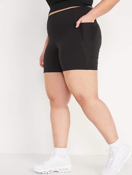 Image number 7 showing, High-Waisted PowerPress Side-Pocket Biker Shorts -- 5-inch inseam